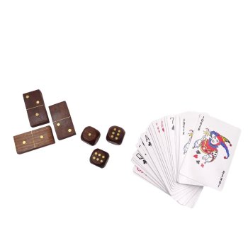 Zestaw 3 gier tradycyjnych – Gra w kości, Karty do gry, Domino – G365