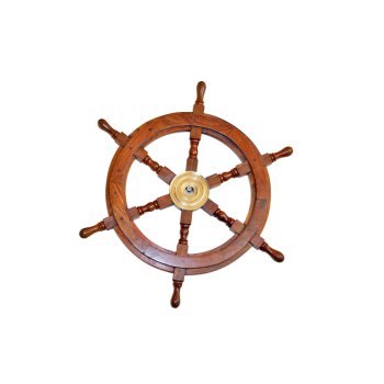 Drewniane koło sterowe 60cm - marynistyczny symbol trzymania steru władzy, omijania raf i niebezpieczeństw