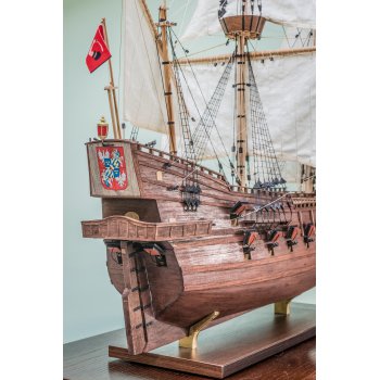 Drewniany model żaglowca - ręcznie wykonany w skali 1:50 polski galeon